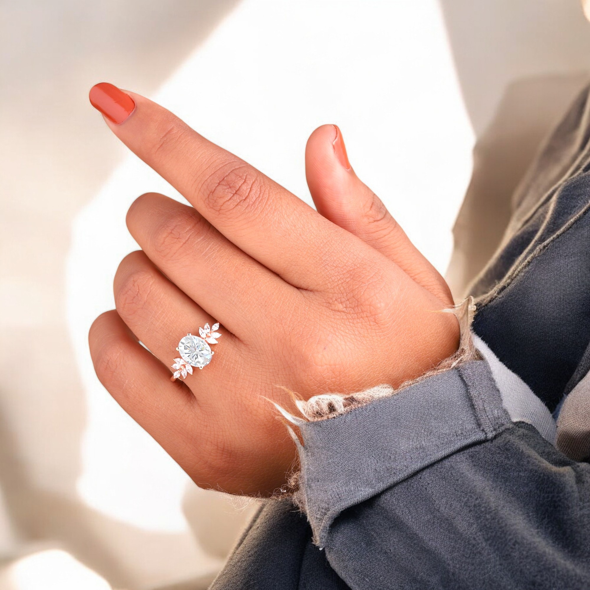 Oval Cut Moissanite Engagement Ring CZ Diamond Cluster Bridal Wedding Ring 14K Rose Gold Proposal Jewelry Bestfriend Gift Ring Moissanite Ring, Oval Engagement Ring, Cluster Ring, CZ Diamond Ring, Bridal Jewelry, Wedding Band, Rose Gold Ring, Proposal Ring, Bestfriend Gift, Elegant Ring, Fine Jewelry, Romantic Jewelry, Unique Engagement Ring, 14K Gold Ring, Gift Ring for Her