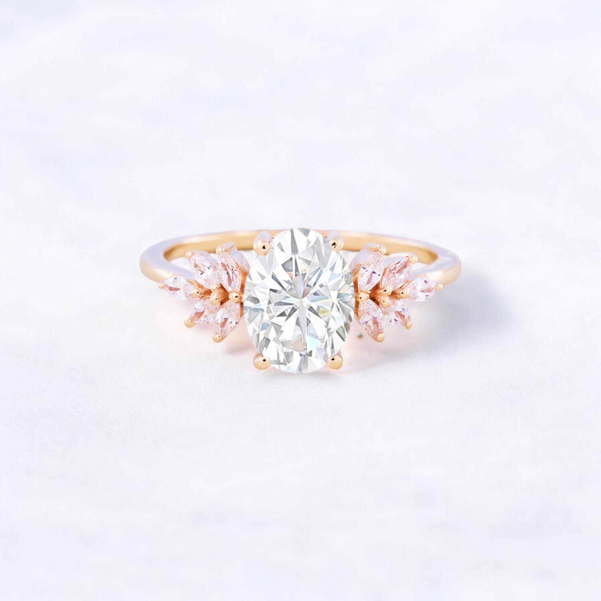 Oval Cut Moissanite Engagement Ring CZ Diamond Cluster Bridal Wedding Ring 14K Rose Gold Proposal Jewelry Bestfriend Gift Ring Moissanite Ring, Oval Engagement Ring, Cluster Ring, CZ Diamond Ring, Bridal Jewelry, Wedding Band, Rose Gold Ring, Proposal Ring, Bestfriend Gift, Elegant Ring, Fine Jewelry, Romantic Jewelry, Unique Engagement Ring, 14K Gold Ring, Gift Ring for Her