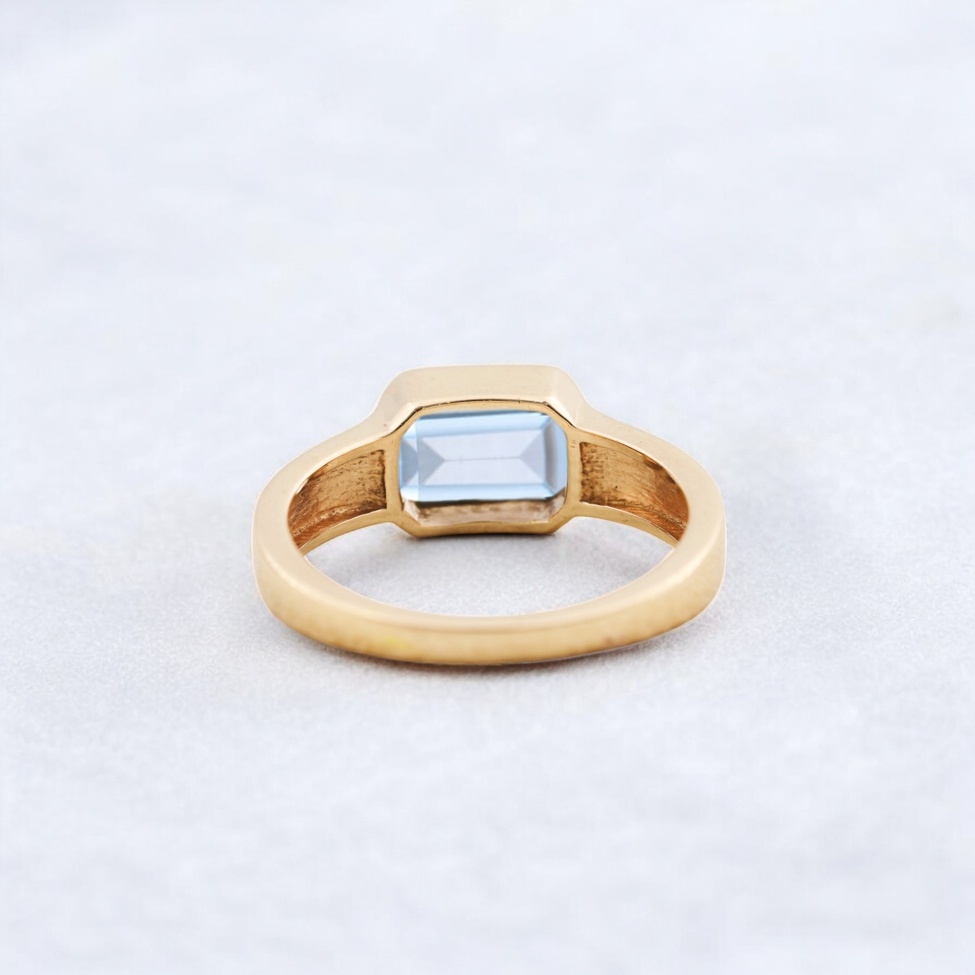 Solitaire Aquamarine Engagement Ring, Solid Gold Engagement Ring, Minimalist Statement Ring, Bezel Set Birthday Gift For Love ice blue bezel ring, sea-inspired solitaire, clean line gemstone ring, ocean energy ring, soft blue modern jewelry, tranquil blue stone ring, chic aquamarine piece, calming luxe ring, understated gemstone design, classic with a twist ring