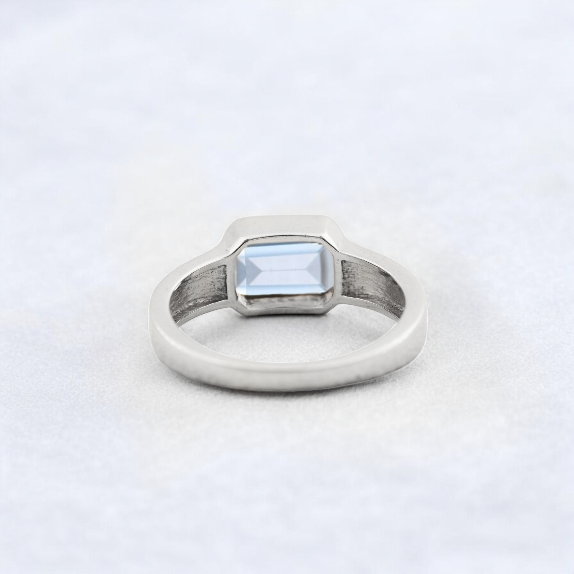 Solitaire Aquamarine Engagement Ring, Solid Gold Engagement Ring, Minimalist Statement Ring, Bezel Set Birthday Gift For Love ice blue bezel ring, sea-inspired solitaire, clean line gemstone ring, ocean energy ring, soft blue modern jewelry, tranquil blue stone ring, chic aquamarine piece, calming luxe ring, understated gemstone design, classic with a twist ring