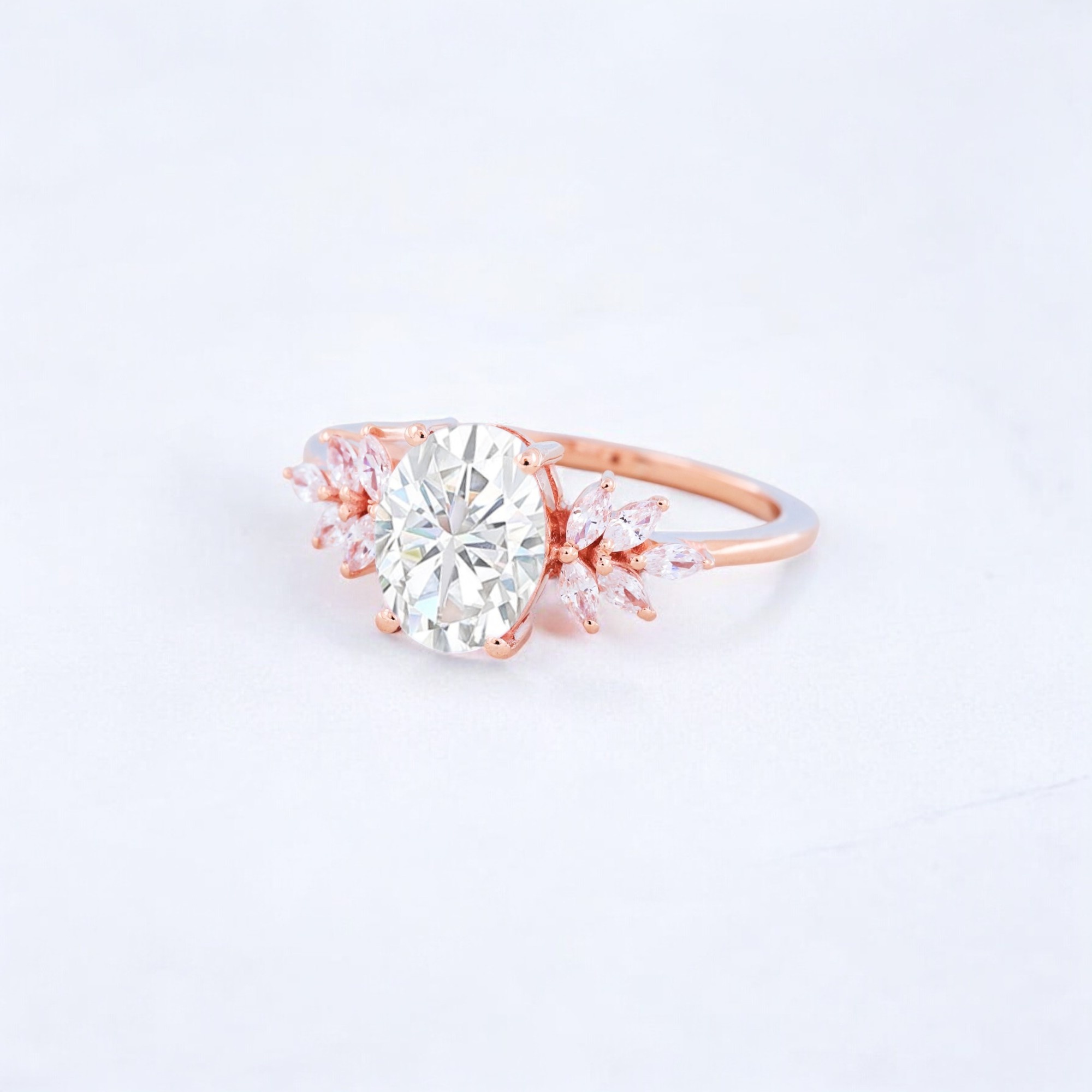 Oval Cut Moissanite Engagement Ring CZ Diamond Cluster Bridal Wedding Ring 14K Rose Gold Proposal Jewelry Bestfriend Gift Ring Moissanite Ring, Oval Engagement Ring, Cluster Ring, CZ Diamond Ring, Bridal Jewelry, Wedding Band, Rose Gold Ring, Proposal Ring, Bestfriend Gift, Elegant Ring, Fine Jewelry, Romantic Jewelry, Unique Engagement Ring, 14K Gold Ring, Gift Ring for Her