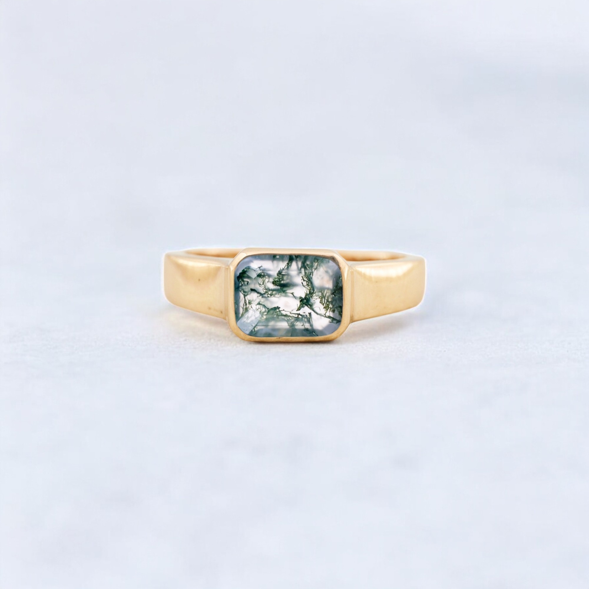 Natural Moss Agate Women's Ring, Emerald Cut Green Gemstone, Minimalist Wedding Ring earthy green centerpiece, forest-inspired gem, mossy crystal solitaire, emerald-cut garden stone, nature-infused jewel, wild beauty ring, organic green gemstone, woodland shimmer ring, natural quartz agate, earthy soul ring, deep forest tones, moss-like clarity, gemstone with natural inclusions, tranquil energy stone, mystical green solitaire, artisan-crafted earthy gem, handcrafted nature-inspired ring, gemstone of balance, green mossy elegance, grounded luxury design