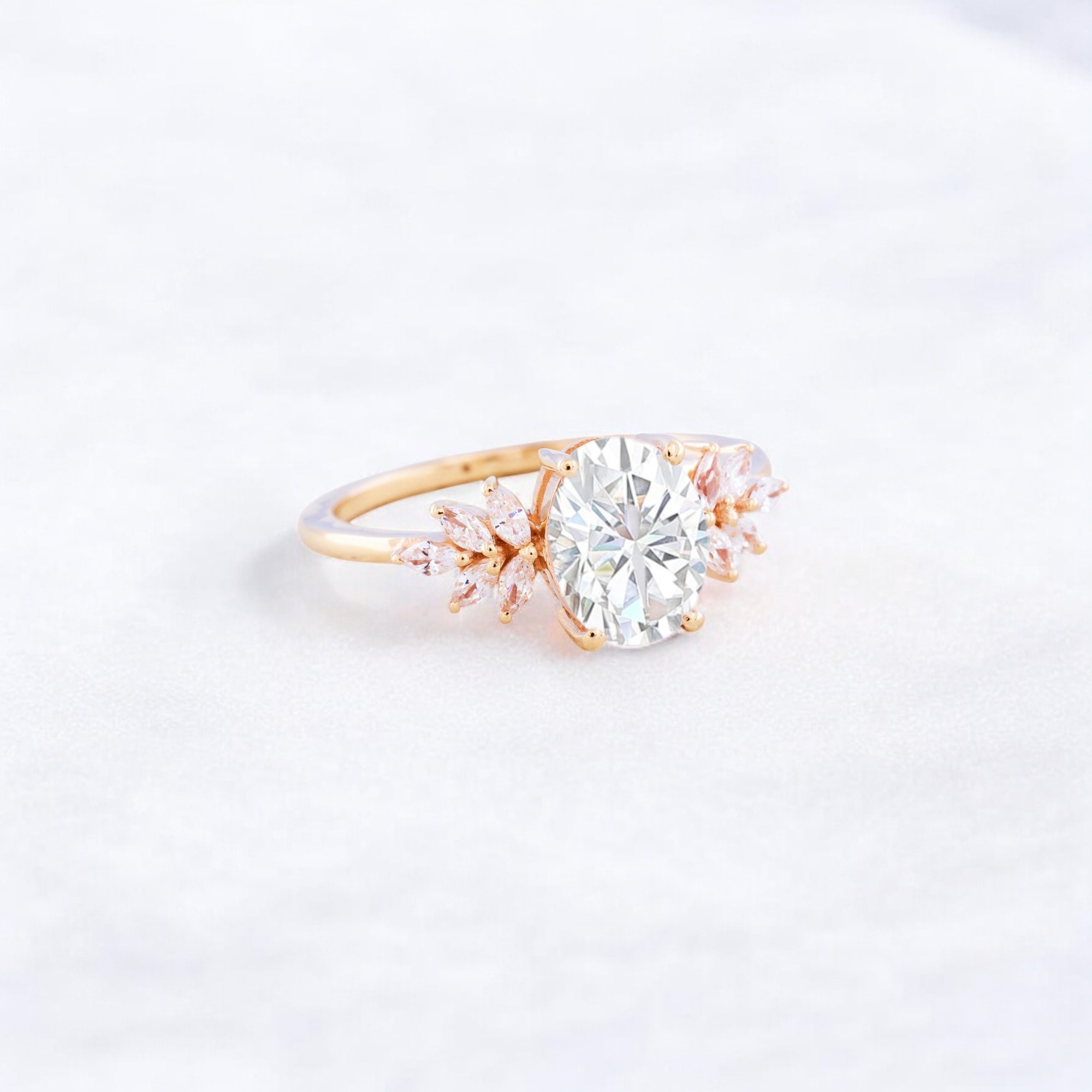Oval Cut Moissanite Engagement Ring CZ Diamond Cluster Bridal Wedding Ring 14K Rose Gold Proposal Jewelry Bestfriend Gift Ring Moissanite Ring, Oval Engagement Ring, Cluster Ring, CZ Diamond Ring, Bridal Jewelry, Wedding Band, Rose Gold Ring, Proposal Ring, Bestfriend Gift, Elegant Ring, Fine Jewelry, Romantic Jewelry, Unique Engagement Ring, 14K Gold Ring, Gift Ring for Her