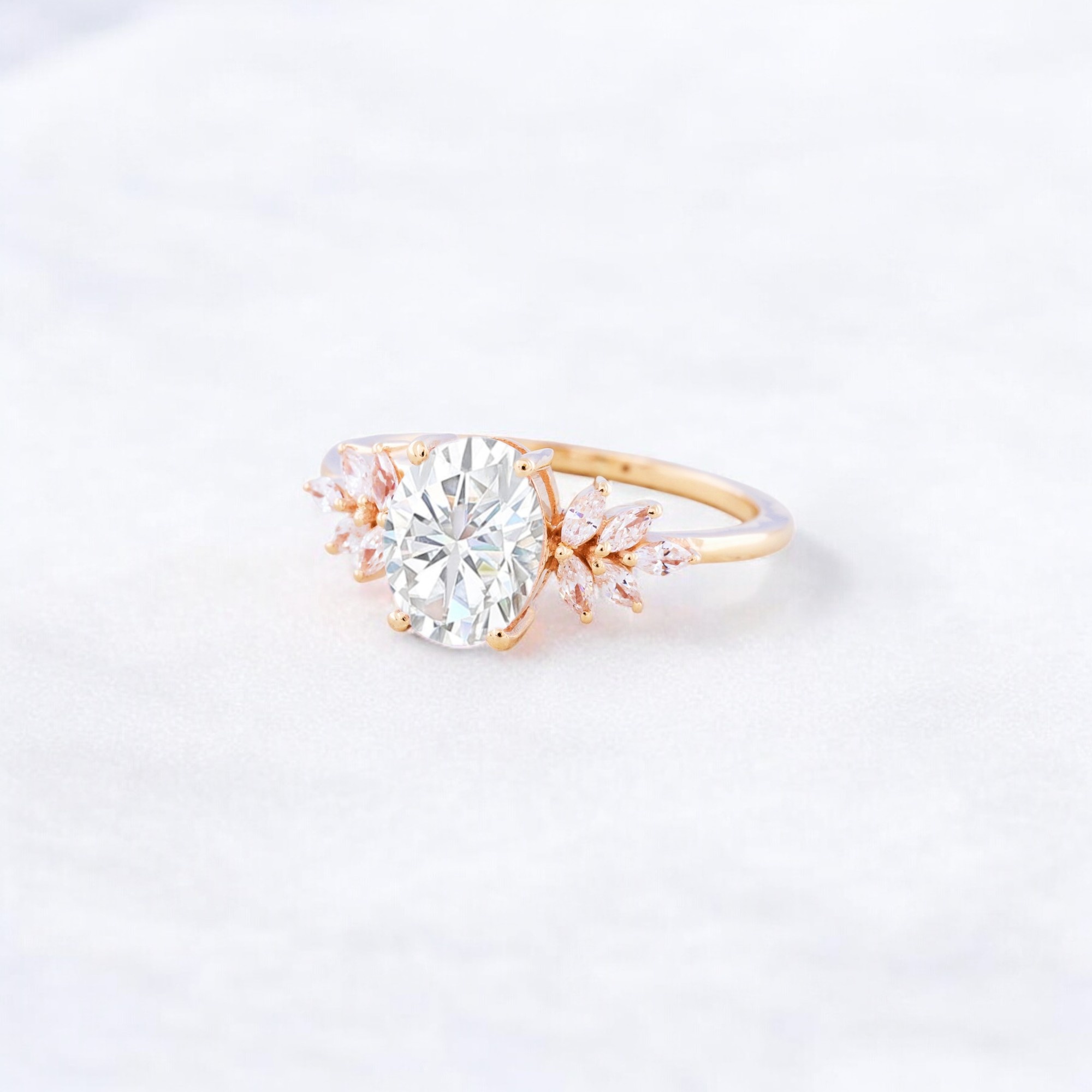 Oval Cut Moissanite Engagement Ring CZ Diamond Cluster Bridal Wedding Ring 14K Rose Gold Proposal Jewelry Bestfriend Gift Ring Moissanite Ring, Oval Engagement Ring, Cluster Ring, CZ Diamond Ring, Bridal Jewelry, Wedding Band, Rose Gold Ring, Proposal Ring, Bestfriend Gift, Elegant Ring, Fine Jewelry, Romantic Jewelry, Unique Engagement Ring, 14K Gold Ring, Gift Ring for Her