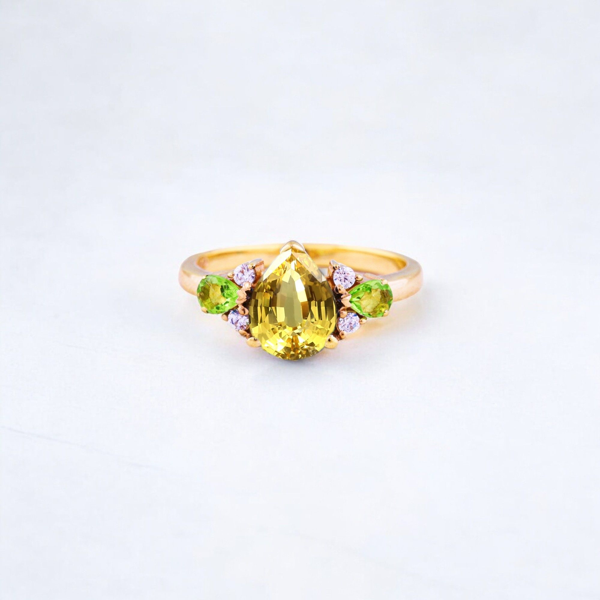 Vintage Citrine Bridal Wedding Ring CZ Diamond Peridot Cluster Proposal Jewelry Yellow Gemstone Ring Christmas Gift For Her Citrine Promise Ring: A Symbol of Warmth, Joy & Commitment 💛✨ A Citrine Promise Ring is a beautiful and meaningful choice, symbolizing happiness, love, and prosperity. With its warm golden hues, citrine represents the energy of the sun, bringing positivity, abundance, and strength to relationships. Why Choose a Citrine Promise Ring? ✅ Symbol of Love & Commitment – A promise ring represents devotion, and citrine adds warmth and positivity to the bond. ✅ Happiness & Positivity – Known as the "Stone of Joy," citrine is believed to uplift the spirit and bring good fortune. ✅ Strength & Confidence – Encourages self-assurance and emotional balance, making it a great stone for personal growth. ✅ Unique Alternative to Traditional Rings – A citrine ring stands out with its vibrant golden-yellow color, perfect for those who love distinctive jewelry. Citrine in Jewelry Citrine is a durable gemstone, making it perfect for everyday wear in a promise ring, engagement ring, or bridal jewelry. It pairs beautifully with metals like gold, rose gold, and silver, often accented by diamonds or other gemstones like peridot or topaz. Perfect for Special Occasions A citrine promise ring is an excellent choice for: 🎁 Anniversaries & Birthdays (especially for November-born individuals) 💍 Engagements & Promise Rings for those who love colorful, meaningful jewelry 🎄 Christmas & Holiday Gifts for someone special Would you like tips on how to style or care for a citrine ring? 😊💛