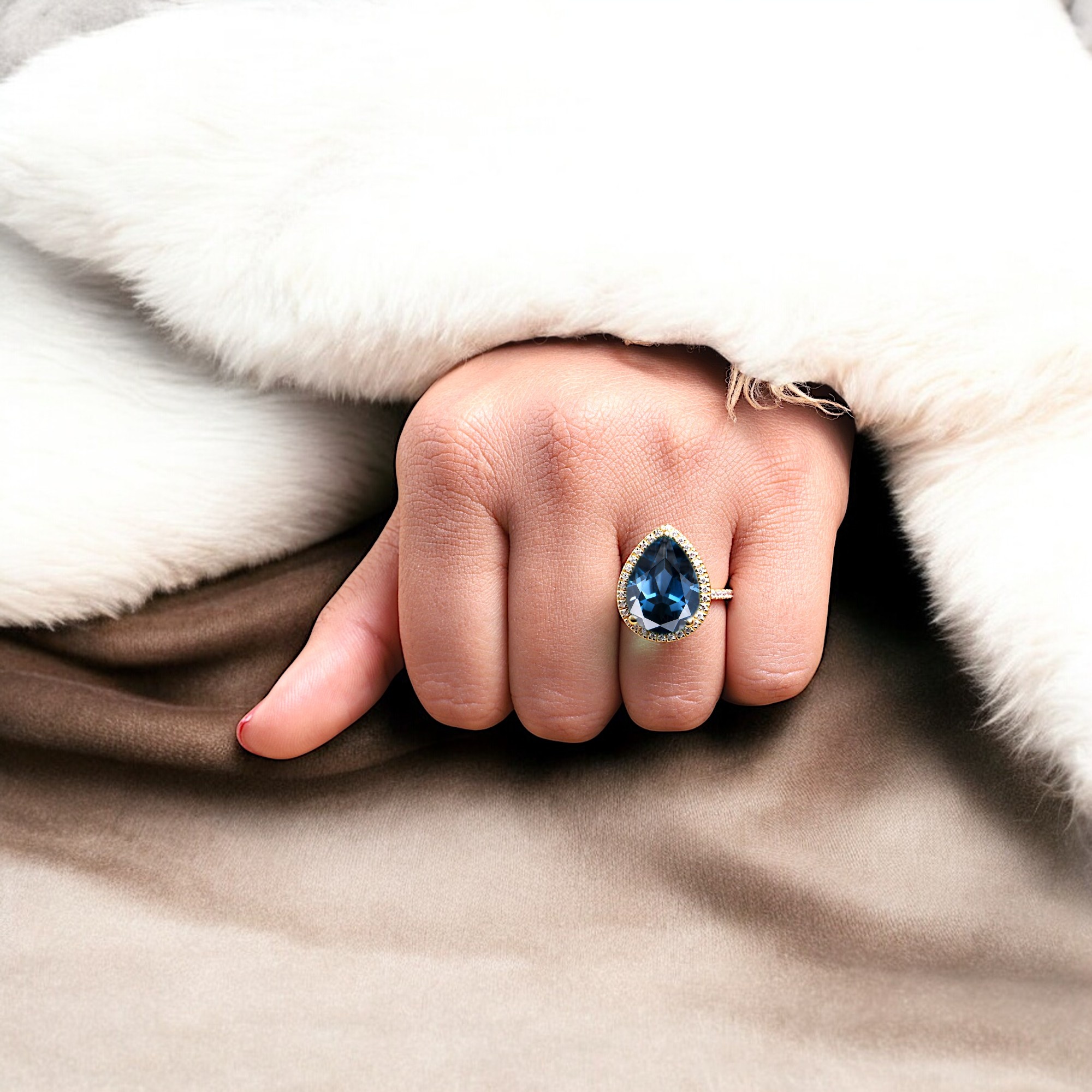 Art Deco Blue Sapphire Engagement Ring, Pear Shaped Sapphire with CZ Diamond Halo, Vintage Wedding Ring lab grown sapphire ring, pear shape sapphire engagement ring, blue sapphire halo ring, art deco wedding ring, gemstone bridal ring, CZ diamond halo ring, blue sapphire proposal ring, vintage engagement ring, lab created gemstone ring, modern art deco jewelry