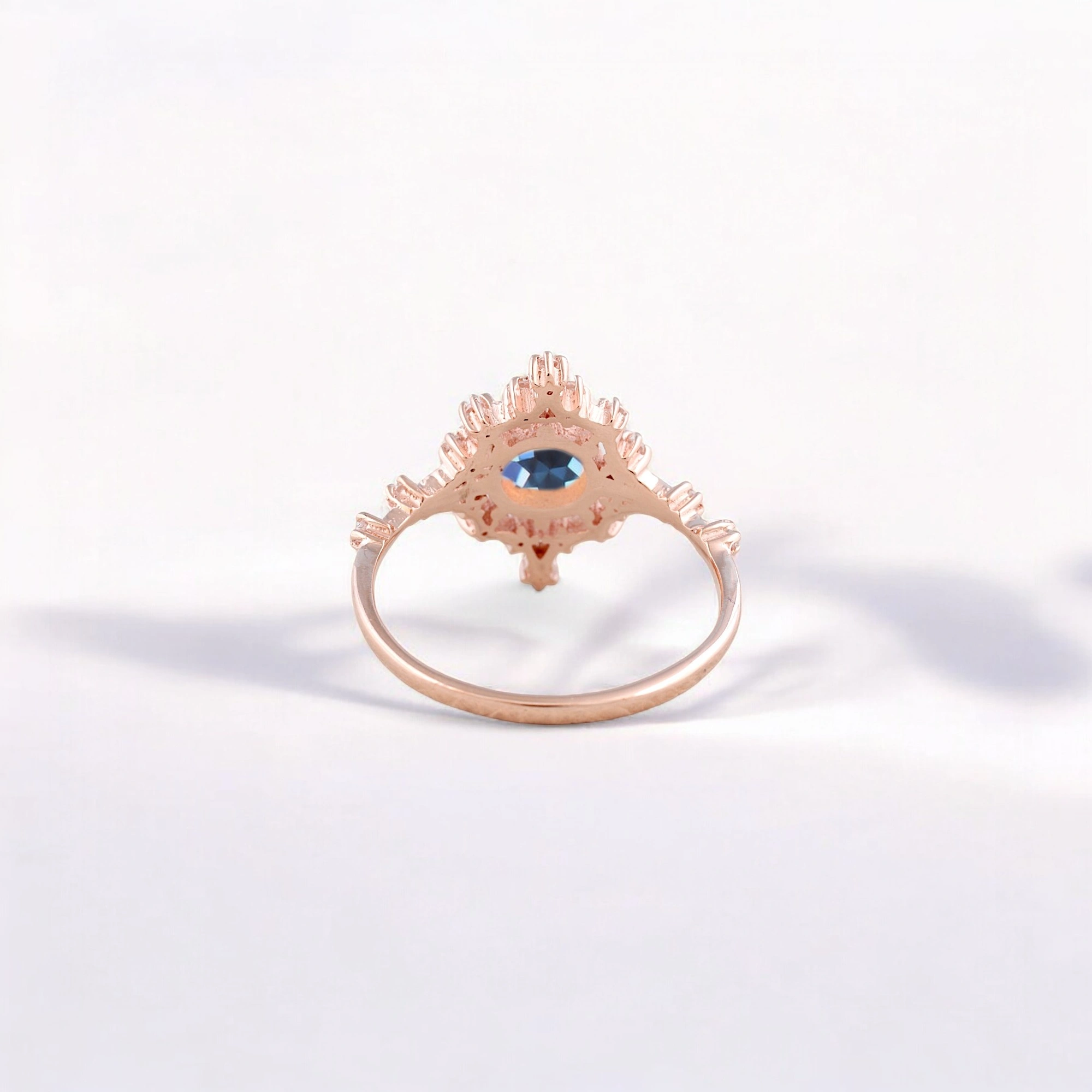 Round Alexandrite Women Ring Art Deco Diamond Jewelry Rose Gold Bridal Ring Anniversary Gift For Wife Round Alexandrite Art Deco diamond rose gold ring Alexandrite bridal ring with diamond accents Rose gold Alexandrite anniversary gift ring Handmade Alexandrite and diamond Art Deco jewelry Color-changing Alexandrite engagement ring Elegant rose gold Alexandrite promise ring