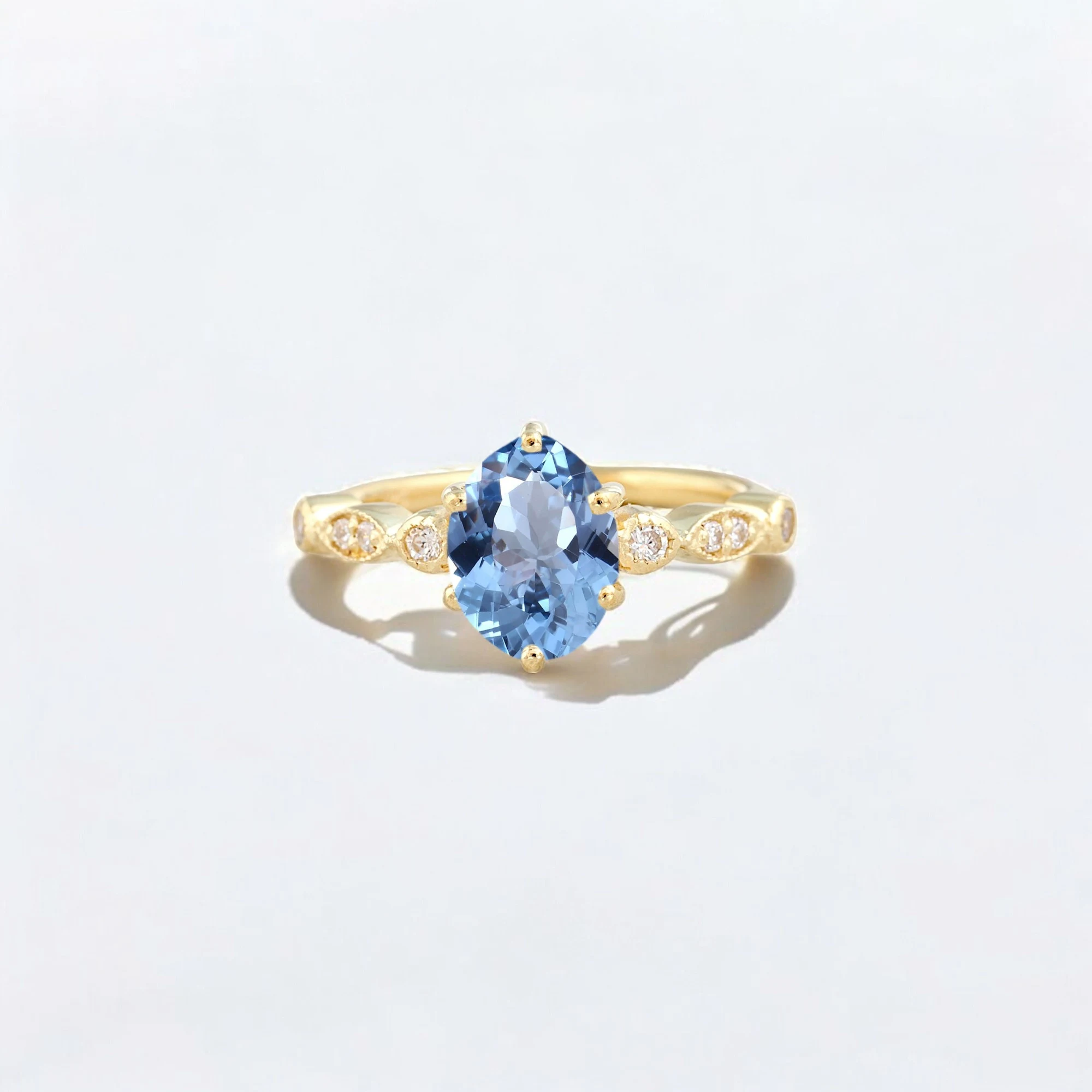 Oval Cut Aquamarine Ring Sterling Silver Bridesmaid Jewelry March Birthstone Gift Art Deco Statement Ring Oval aquamarine statement ring in sterling silver Art Deco aquamarine bridesmaid jewelry gift March birthstone ring with vintage silver setting Sterling silver aquamarine ring for her Elegant oval cut aquamarine promise or birthday ring Handcrafted aquamarine statement ring for women