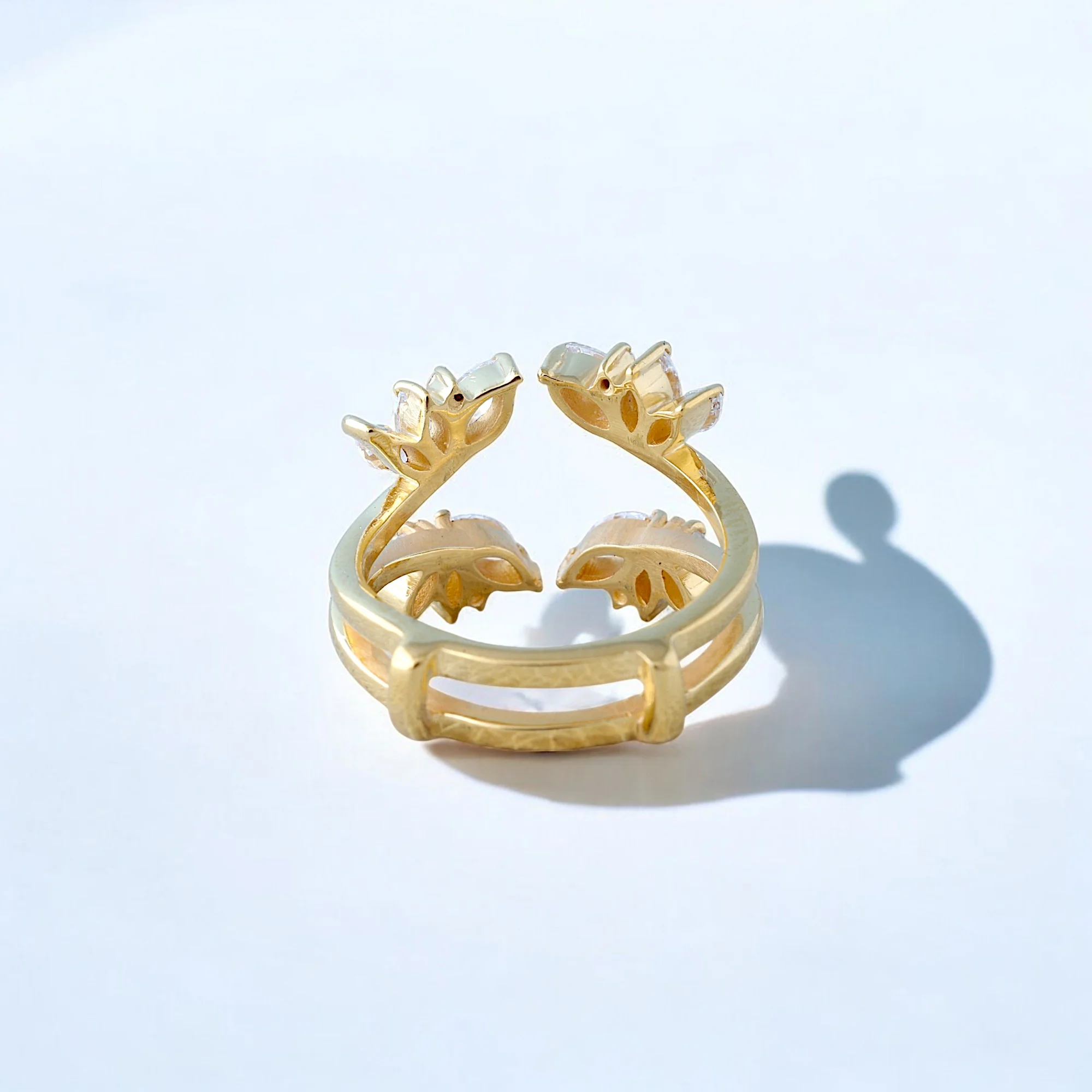 Diamond Wedding Ring Enhancer Art Deco Yellow Gold Jewelry June Unique Anniversary Ring Guard Diamond wedding ring enhancer in yellow gold Art Deco wedding band guard with diamonds Elegant yellow gold diamond ring enhancer Wedding band enhancer with Art Deco design Unique anniversary ring guard in yellow gold Handcrafted diamond enhancer for wedding rings