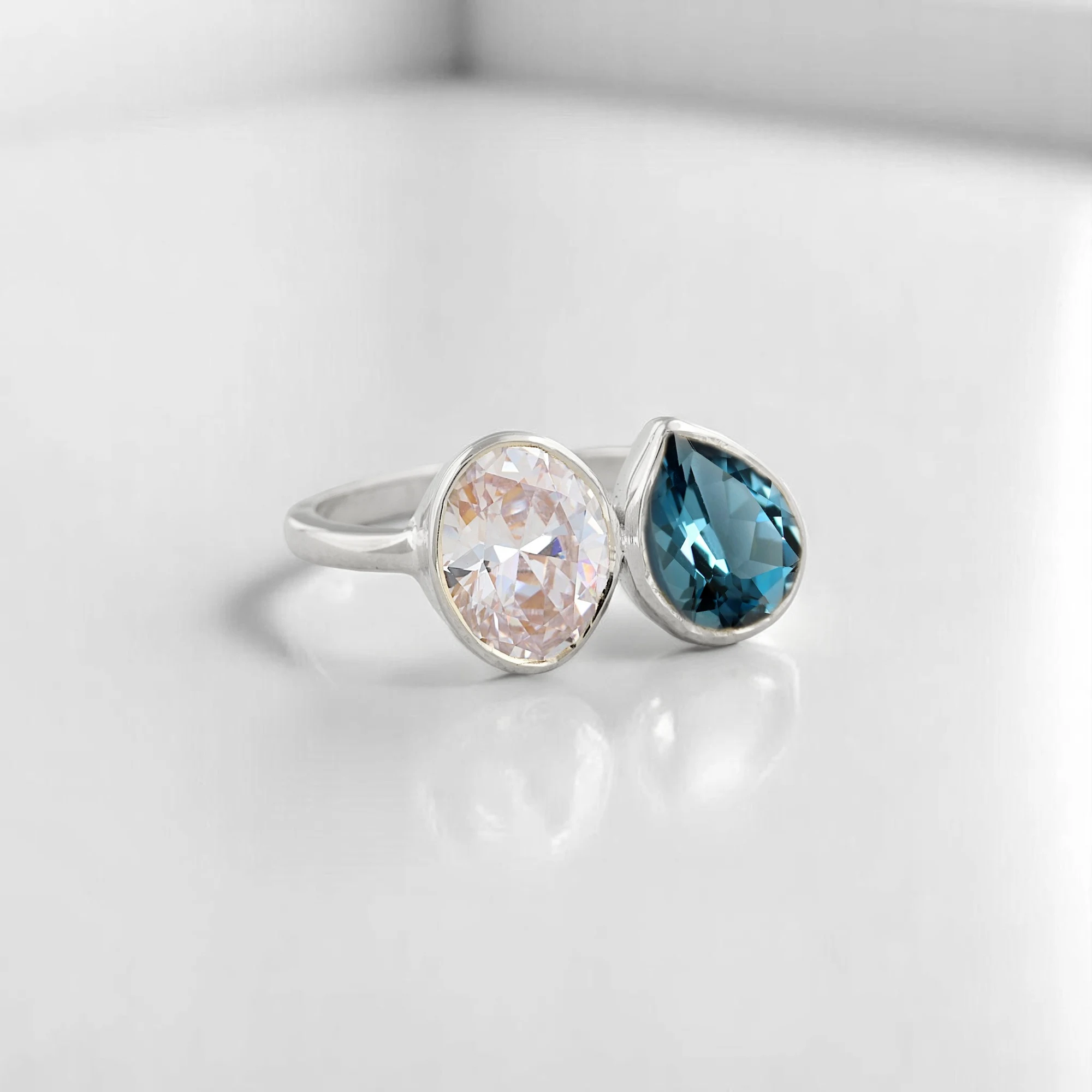 Pear Cut Topaz Engagement Ring Moissanite Proposal Toi Et Moi Ring Yellow Gold Plated Bezel Set Jewelry Happy Holiday Gift Ring Topaz Engagement Ring, Moissanite Ring, Toi et Moi Proposal Ring, Pear Cut Gemstone Ring, Yellow Gold Ring, Bezel Set Jewelry, Holiday Gift for Her, Dual Stone Ring, Fine Women’s Jewelry, Romantic Engagement Ring