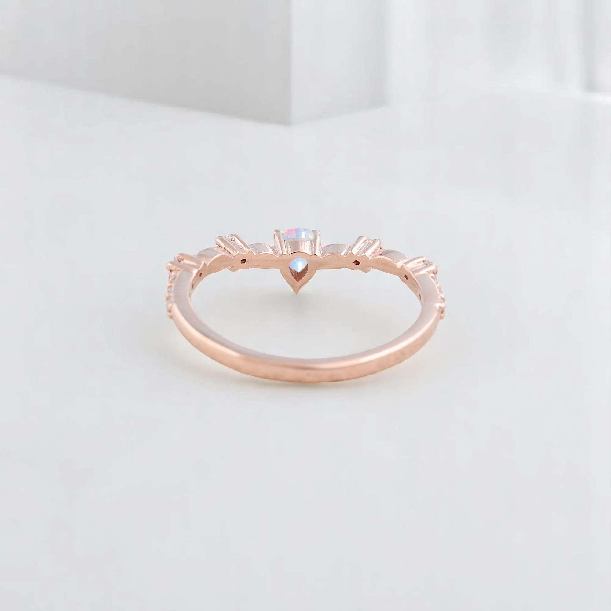 Pear Cut Fire Opal Women Ring Rose Gold Diamond Leaf Ring Nature Inspired Gift August Birthstone Ring Art Deco Gift jewelry Pear cut fire opal ring with diamond leaf accents Rose gold fire opal and diamond nature-inspired ring Women’s Art Deco fire opal August birthstone ring Fiery opal engagement or promise ring with leaf design Handmade rose gold ring with pear-shaped fire opal Elegant gemstone ring with diamonds and leaf motif