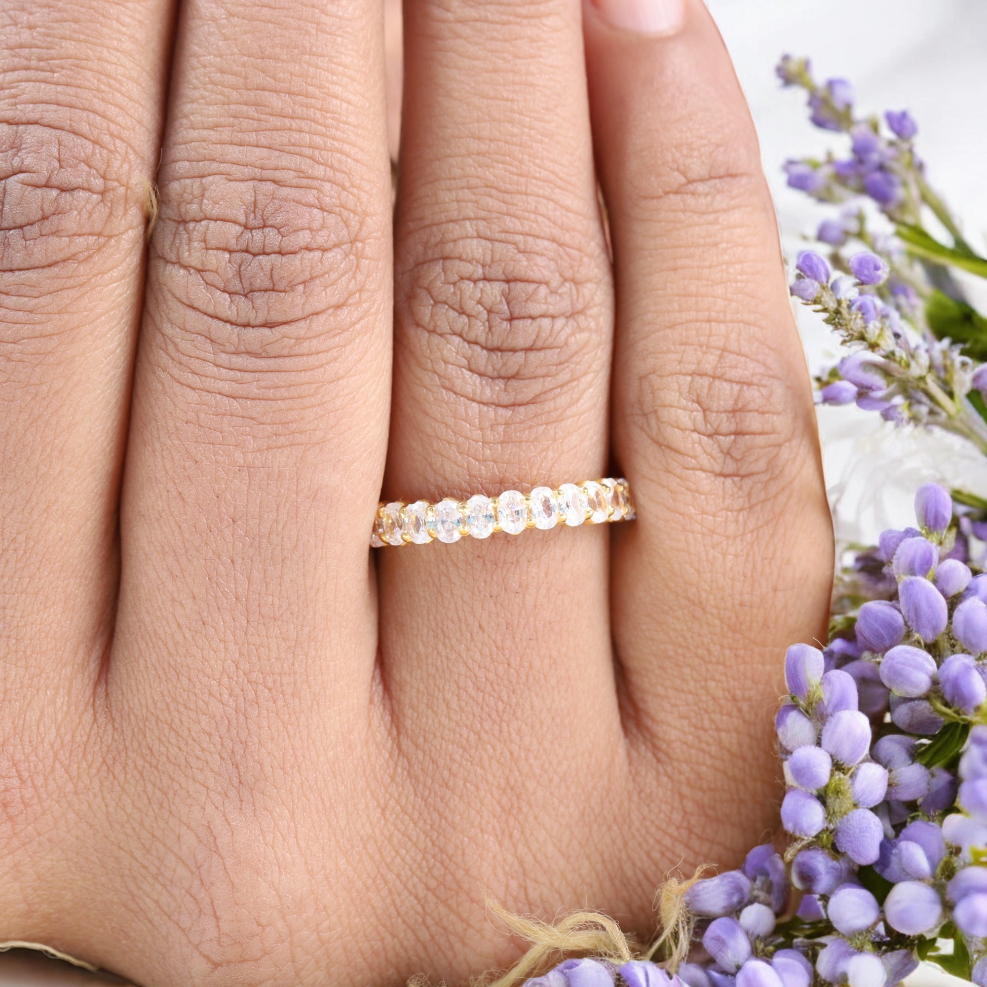 Oval Moissanite Bridal Wedding Band Half Eternity Engagement Band 14K Yellow Gold Women Jewelry Colorless Gemstone Gift For Her Oval Moissanite Ring, Half Eternity Moissanite Band, 14K Yellow Gold Wedding Ring, Colorless Gemstone Engagement Band, Women's Moissanite Jewelry, Moissanite Anniversary Ring, Elegant Bridal Band, Sparkling Moissanite Ring, Yellow Gold Moissanite Band, Timeless Engagement Ring