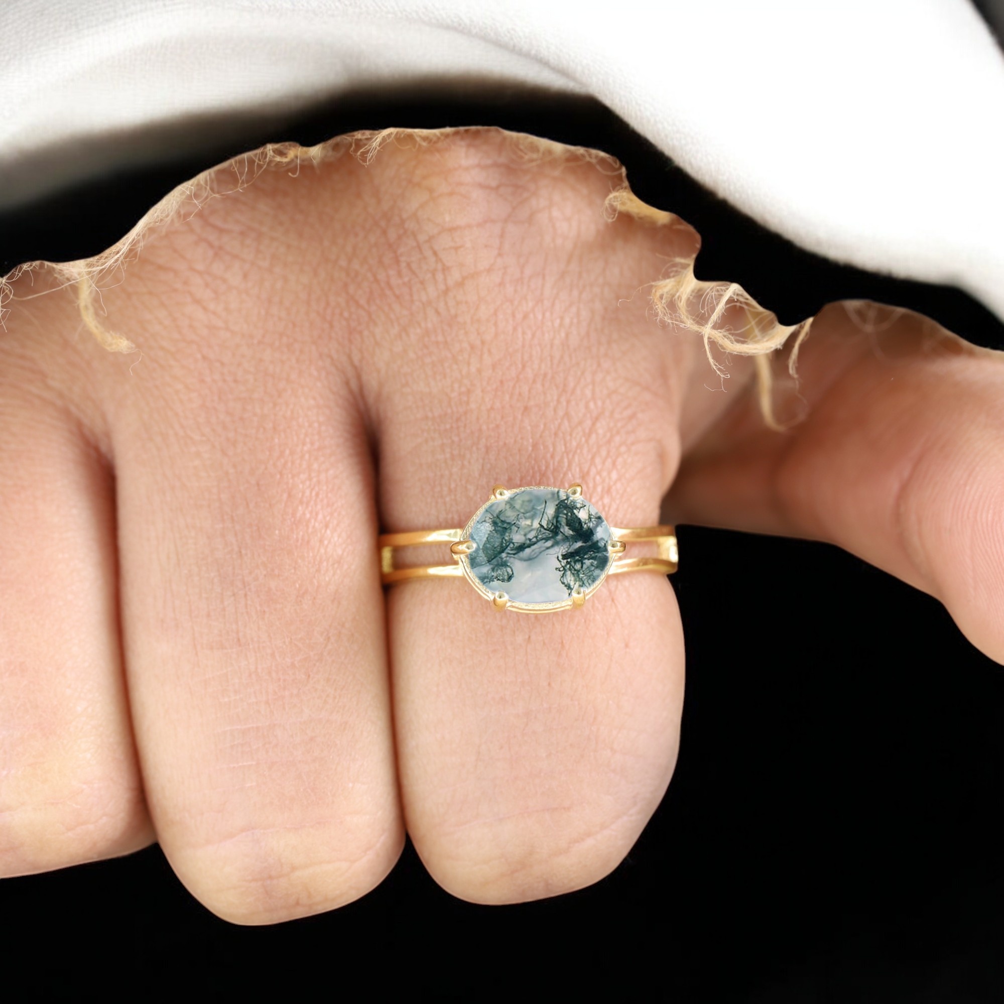 Oval Cut Moss Agate Bridal Wedding Ring Double Band Proposal Engagement Ring Natural Gemstone Proposal Ring 14K White Gold Women Jewelry Christmas Gift For Her oval cut moss agate ring, moss agate bridal ring, double band engagement ring, moss agate proposal ring, natural gemstone wedding ring, 14K white gold ring, women’s gemstone jewelry, nature inspired engagement ring, earthy wedding ring, fine moss agate jewelry, Christmas gift ring, oval gemstone engagement ring, boho bridal jewelry, unique proposal ring, gift for her