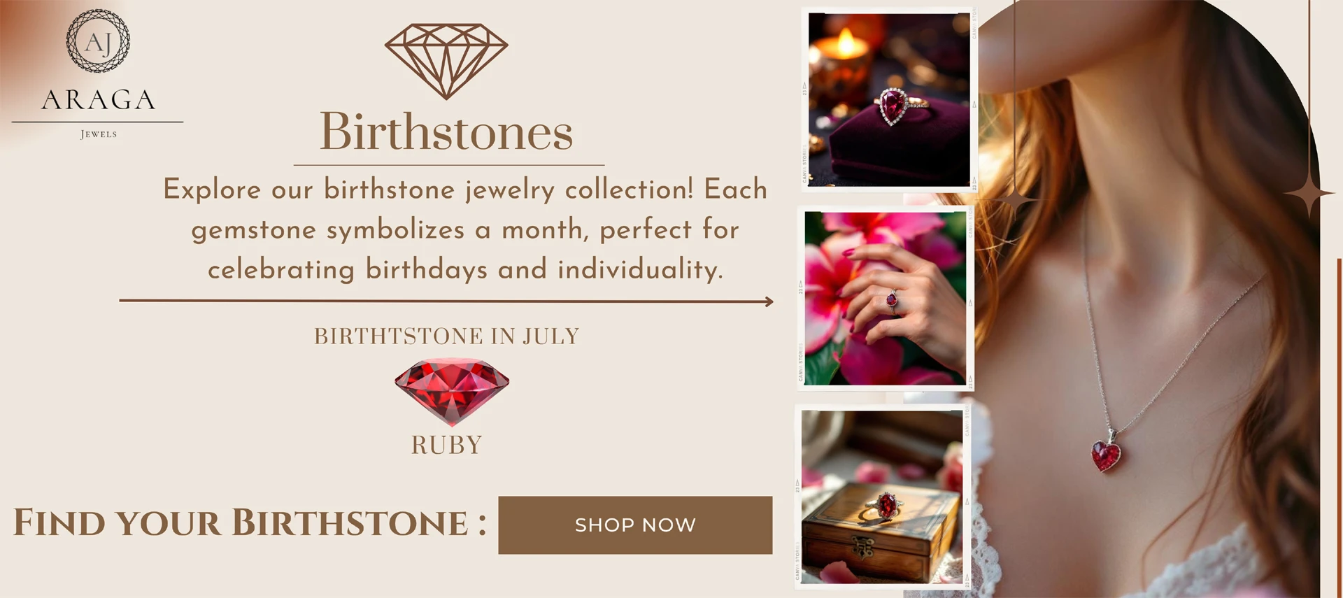 July Birthstone Ruby – Rings, Jewelry & Meaning in Fiery Red "Ruby July birthstone jewelry – gold and silver rings, stackable styles, and necklaces with deep red color"